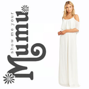 Show Me Your MuMu Caitlin Ruffle Maxi Dress Cream